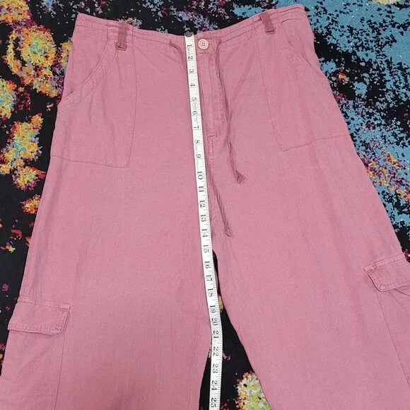 COMFY SINCERLY JULES LINEN BLEND WOMEN'S CARGO PANTS EUC XL - Picture 5 of 8